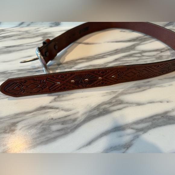 Justin Leather Western Aztec Style Belt - Picture 8 of 10